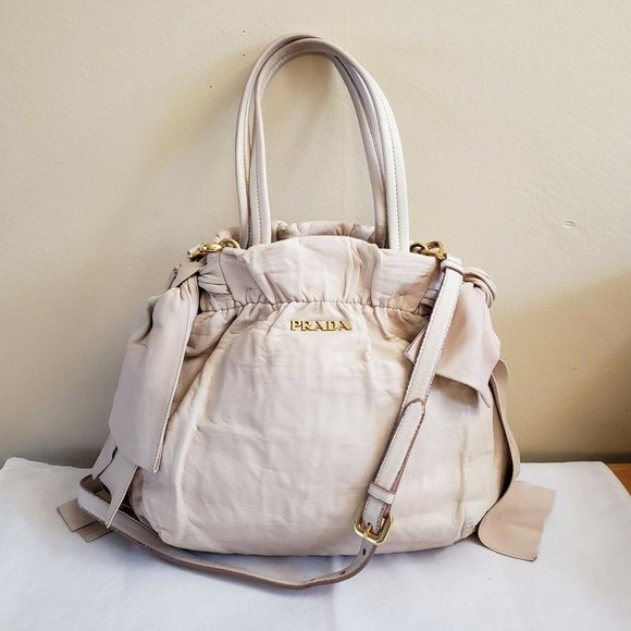 PRADA 2way Leather Bow Shoulder Bag Auth Rare - Picture 1 of 13